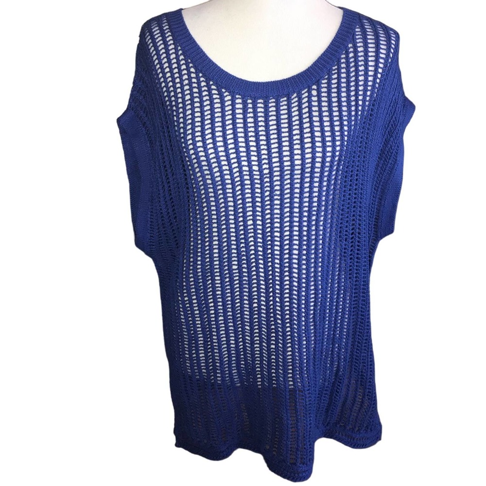 APT9 ROYAL BLUE CUTOUT EDGY MODERN BOLD SWEATER SIZE XL